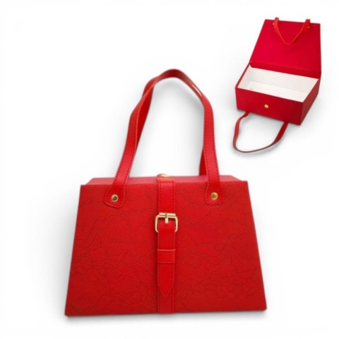 BORSA CARTA CON MANICI ROSSO 25X8X7